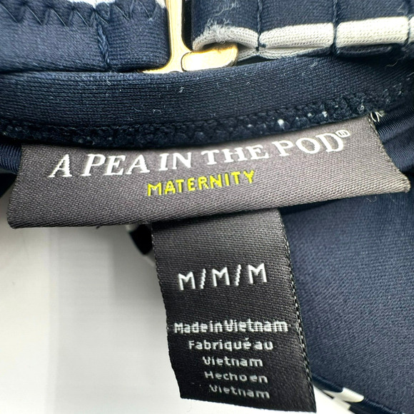 PEA IN THE POD Medium Maternity Blue and White Striped Twist Swim Tankini‎ Top - Picture 3 of 7